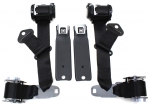 E13953 DISCONTINUED SEAT BELT ASSEMBLY-OE STYLE-DUAL RETRACTORS-GM BUCKLES WITH GM LOGO-COUPE-COLORS-PR-74-77