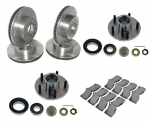 E17466 ROTOR SET-BRAKE-FRONT & REAR-SPORT-WITH HAWK PADS-NEW HUB ASSEMBLY-69-82