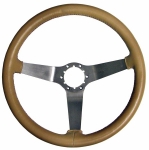 E8034 WHEEL-STEERING-LEATHER-WITH BRUSHED STAINLESS STEEL SPOKES-77-79