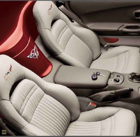 Corvette Cover Seat 100 Leather Sport 50th Anniversary Headrest Logo 03 E19999 Pacifica - C7 Corvette Leather Seat Covers