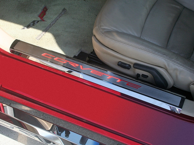Corvette Sill Plate Door Inner Polished W Carbon Fiber Corvette