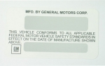 263036 DECAL-VEHICLE CERTIFICATION LABEL ON BACK OF DOOR-75-77