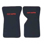 E14835LC MAT SET-FLOOR-CUT PILE-WITH EMBROIDERED CORVETTE LOGO-COLORS-PAIR-69