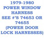 79-80-PWR-WDO-HARNESS HARNESS-WIRE-POWER WINDOW-WITH POWER DOOR LOCKS-RIGHT-79-80