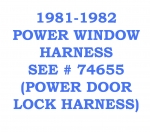 81-82-PWR-WDO-HARNESS HARNESS-WIRE-POWER WINDOW-WITH POWER DOOR LOCKS-RIGHT-81-82