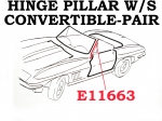 E11663 WEATHERSTRIP-HINGE PILLAR-CONVERTIBLE-USA-PAIR-63-67