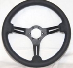 E13729 WHEEL-STEERING-BLACK LEATHER WITH BLACK SPOKES-14 INCH DIAMETER-63-82 EXCEPT 1976
