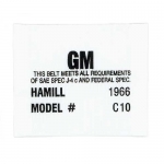 E14588 LABEL-SEAT BELT-HAMILL C-10 WITH DATE STAMPING SERVICE-DISCONTINUED-66