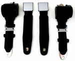 E14780 SEAT BELT CONVERSION ASSEMBLY-3 POINT-VERTICAL MOUNT-CHROME LIFT BUCKLE-COLORS-PAIR-63-67