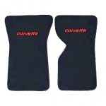 E14840LC MAT SET-FLOOR-CUT PILE-WITH EMBROIDERED CORVETTE LOGO-COLORS-PAIR-78-80