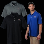 E15471 SHIRT-POLO-C6 CORVETTE EMBROIDERED EMBLEM-100% POLYESTER-SMOKE