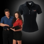 E15489 SHIRT-POLO-LADIES-C6-EMBROIDERED EMBLEM-100% POLYESTER-BLACK