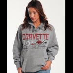 E15515 SWEATSHIRT-HOODED-'53 CORVETTE-BLENDED COTTON-UNISEX-HEATHER GREY