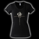 E15831 SHIRT-LADIES-STINGRAY RHINESTONE-SCOOP NECK-100% COTTON-BLACK