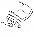 Click Here For Full Product Info E16313 BAFFLE-REAR FENDER-REAR BAFFLE-PRESS MOLDED-GRAY-LEFT HAND-63-66