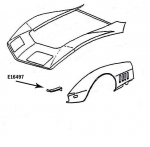 Click Here For Full Product Info E16497 BONDING STRIP-PANEL-FRONT LOWER-PRESS MOLDED-BLACK-LEFT HAND-68-72
