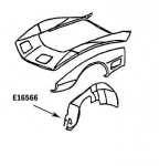 E16566 SKIRT-INNER FENDER-PRESS MOLDED-GRAY-LEFT HAND-73-79