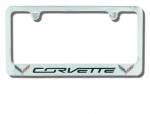 E17096 FRAME-LICENSE PLATE-DOUBLE C7 FLAG-CHROME