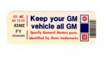 E17936 DECAL-KEEP YOUR CAR ALL GM-81
