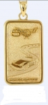 E18850 JEWELRY-INGOT-14K GOLD PLATE OVER .925 STERLING SILVER-CORVETTE 50TH ANNIVERSARY