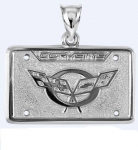 Click Here For Full Product Info E19386 JEWELRY-LICENSE PLATE-.925 STERLING SILVER-CORVETTE C5 EMBLEM