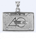 E19387 JEWELRY-LICENSE PLATE-.925 STERLING SILVER-CORVETTE 40TH ANNIVERSARY