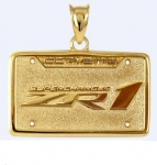 E19395 JEWELRY-LICENSE PLATE-14K GOLD PLATE OVER .925 STERLING SILVER-CORVETTE C6-ZR1