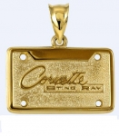 E19399 JEWELRY-LICENSE PLATE-14K GOLD PLATE OVER .925 STERLING SILVER-CORVETTE STING RAY