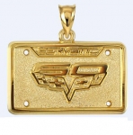 E19402 JEWELRY-LICENSE PLATE-14K GOLD PLATE OVER .925 STERLING SILVER-CORVETTE 60TH ANNIVERSARY