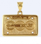 Click Here For Full Product Info E19407 JEWELRY-LICENSE PLATE-14K GOLD PLATE OVER .925 STERLING SILVER-CORVETTE 35TH ANNIVERSARY