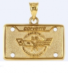 E19410 JEWELRY-LICENSE PLATE-14K GOLD PLATE OVER .925 STERLING SILVER-CORVETTE 25TH ANNIVERSARY