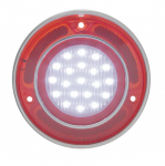 E19586 LENS-BACK UP LIGHT / LAMP-LED-RED & CLEAR-WITH STAINLESS STEEL RIM-EACH-68-73