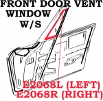 Click Here For Full Product Info E2068L WEATHERSTRIP-FRONT DOOR VENT WINDOW-CONVERTIBLE-USA-LEFT-63-67