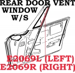 E2069L WEATHERSTRIP-REAR DOOR VENT WINDOW-CONVERTIBLE-USA-LEFT-63-67