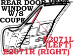 E2071R WEATHERSTRIP-REAR DOOR VENT WINDOW-COUPE-USA-RIGHT-63-67
