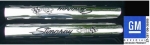 E20798 SHIELD-SIDE EXHAUST-POLISHED STAINLESS STEEL-WITH STINGRAY LOGO & CROSS FLAGS- PAIR-63-82