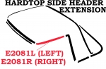 E2081R WEATHERSTRIP-HARDTOP-SIDE HEADER EXTENSION-USA-RIGHT-63-67