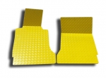 E21424 Mat Set-Floor-Diamond Plate-Polished Aluminum-Yellow-Pair-99-04