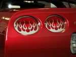 Click Here For Full Product Info E21479 GRILLE-TAILIGHT-POLISHED STAINLESS STEEL-FLAME STYLE-4 PIECES-97-04