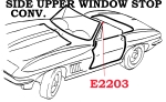 E2203 STOP-SIDE WINDOW GLASS UPPER-CONVERTIBLE-USA-EACH-63-67