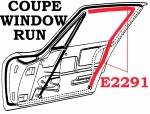 E2291 WEATHERSTRIP-DOOR-PRE-BENT WINDOW RUN-WITH ATTACHING CLIPS-COUPE-PAIR-63-NOT AVAILABLE