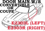 E2303L WEATHERSTRIP-DOOR MAIN-COUPE OR CONVERTIBLE-USA-LEFT-84-89
