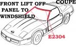E2304 WEATHERSTRIP-FRONT LIFT OFF PANEL TO WINDSHIELD-COUPE AND CONVERTIBLE-USA-EACH-84-96