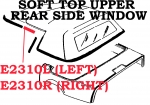 E2310R WEATHERSTRIP-SOFT TOP CONVERTIBLE-UPPER REAR SIDE WINDOW-USA-RIGHT-86-96