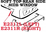 E2311L WEATHERSTRIP-SOFT TOP CONVERTIBLE-REAR SIDE WINDOW-USA-LEFT-86-96