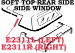 E2311 WEATHERSTRIP-SOFT TOP CONVERTIBLE-REAR SIDE WINDOW-USA-LEFT & RIGHT-LATEX-86-96