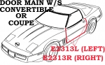 E2313 WEATHERSTRIP-DOOR MAIN-COUPE OR CONVERTIBLE-LEFT & RIGHT-90-96