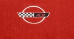 E23681 MAT SET-FLOOR-CUT PILE-WITH CORVETTE IN CIRCLE LOGO-COLORS-PAIR-84-87