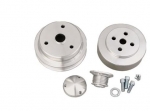 E23950 PULLEY KIT-ALUMINUM-CLEAR POWDERCOATED-CHEVY-SMALL BLOCK-3 PC SET-84-91