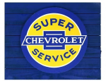 Click Here For Full Product Info E25113 CHEVY SERVICE BACKLID LED METAL SIGN ON A WOOD PLANK 18X15X2